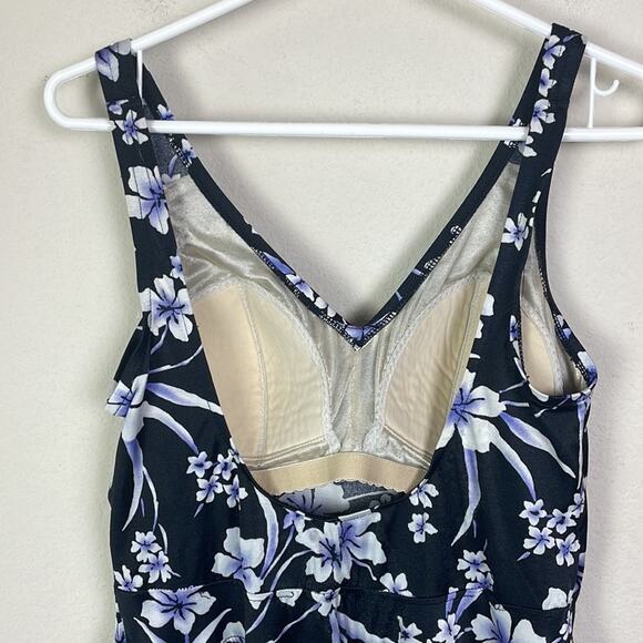 Vintage 80’s Maxine of Hollywood floral one piece swim dress women’s 16 - Picture 7 of 11